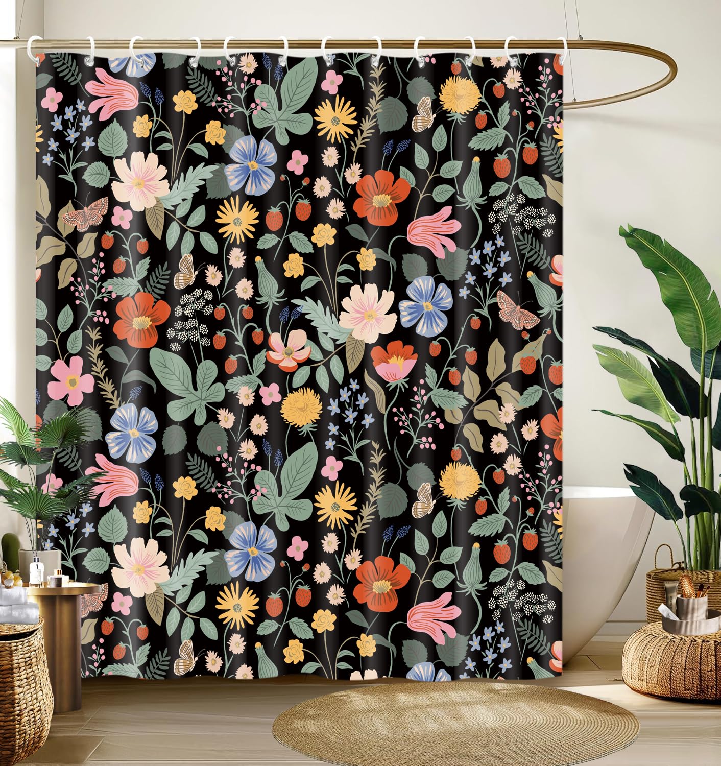 Cute Shower Curtain for Bathroom Modern Aesthetic Funky Decorative, Pretty Chic Cloth Set with Hooks, 72x72 Inch
