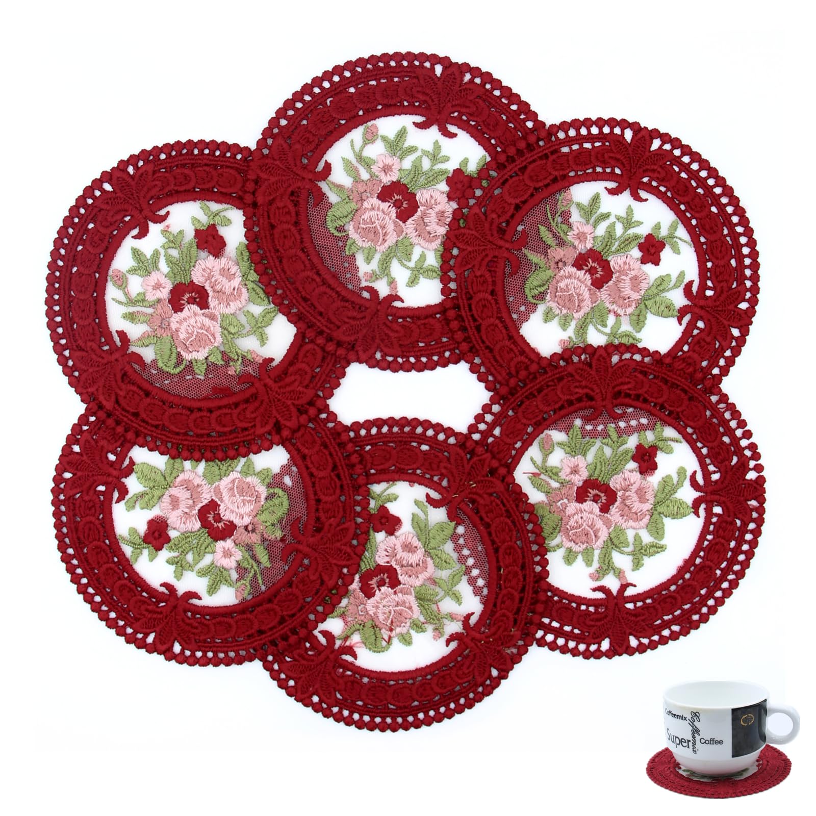 Vintage Lace Pink Coasters 4.5'' 8pk
