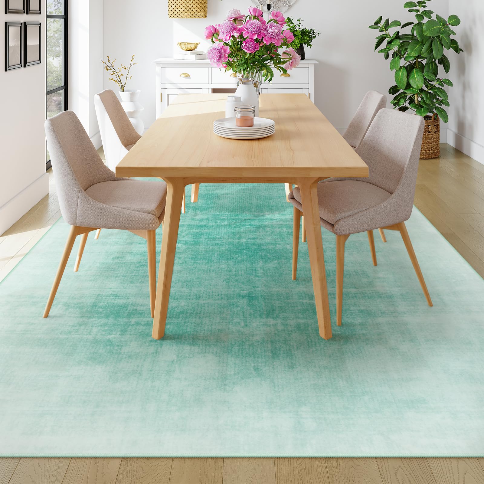 Contemporary Ombre Nursery Rug Washable Non-Slip