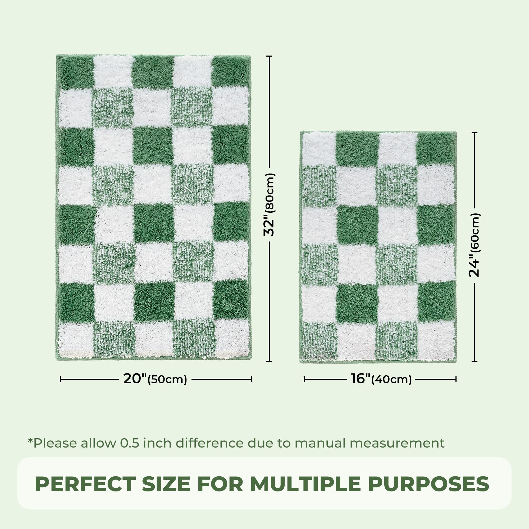 Checkered Bathroom Rugs, Fluffy Rug, Absorbent Microfiber Ultra Soft Bath Mat Washable, Non-Slip Bath Mats for Bathroom, Cute Floor Mat