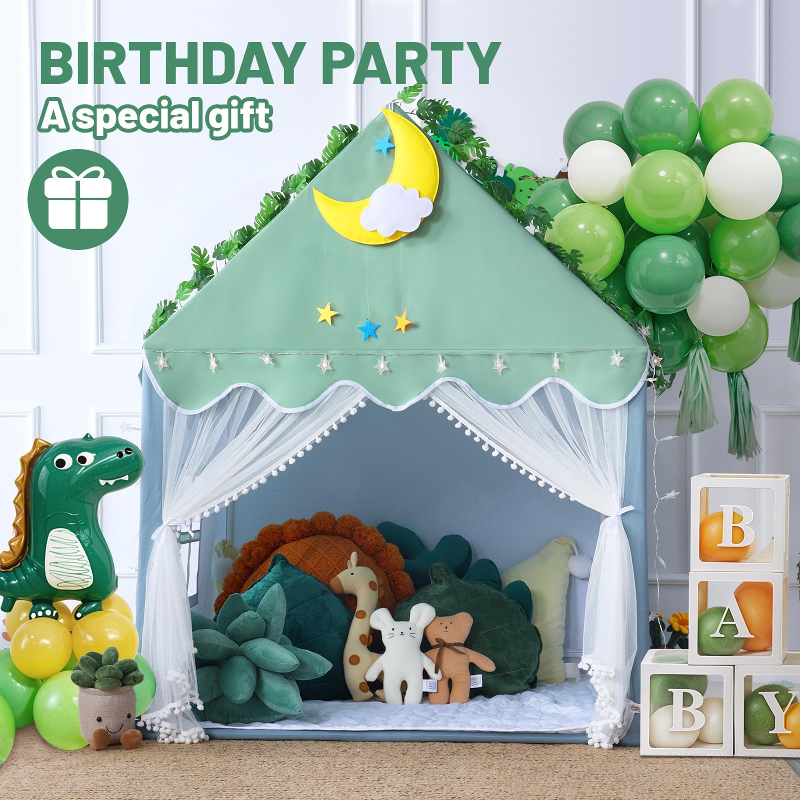 Kid Tent with Mat, Star Lights - Kids Play Tents for Toddlers Kids Tents Indoor Playhouse - Princess Tent for Girls Toy House