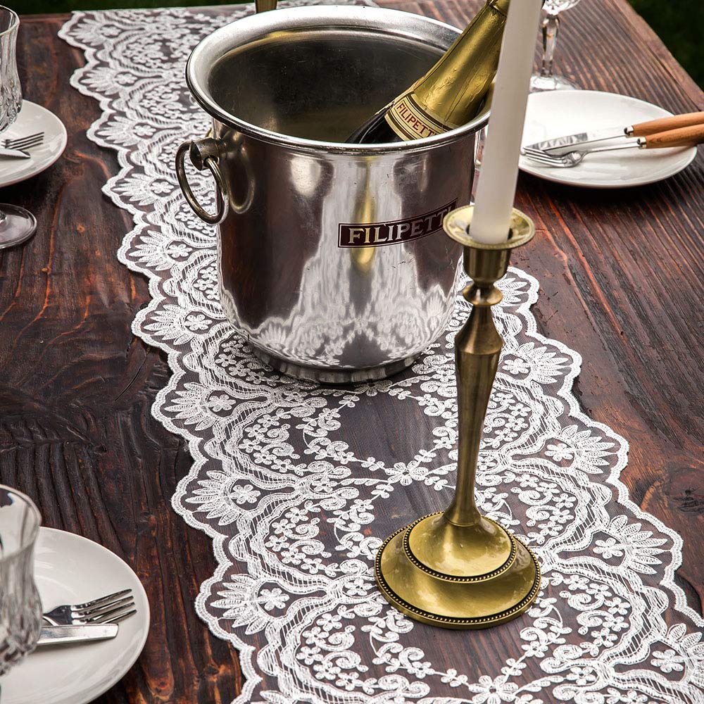 Rectangle Table Runner Lace Macrame Embroidered Table Runners with Exquisite Vintage Shabby Chic