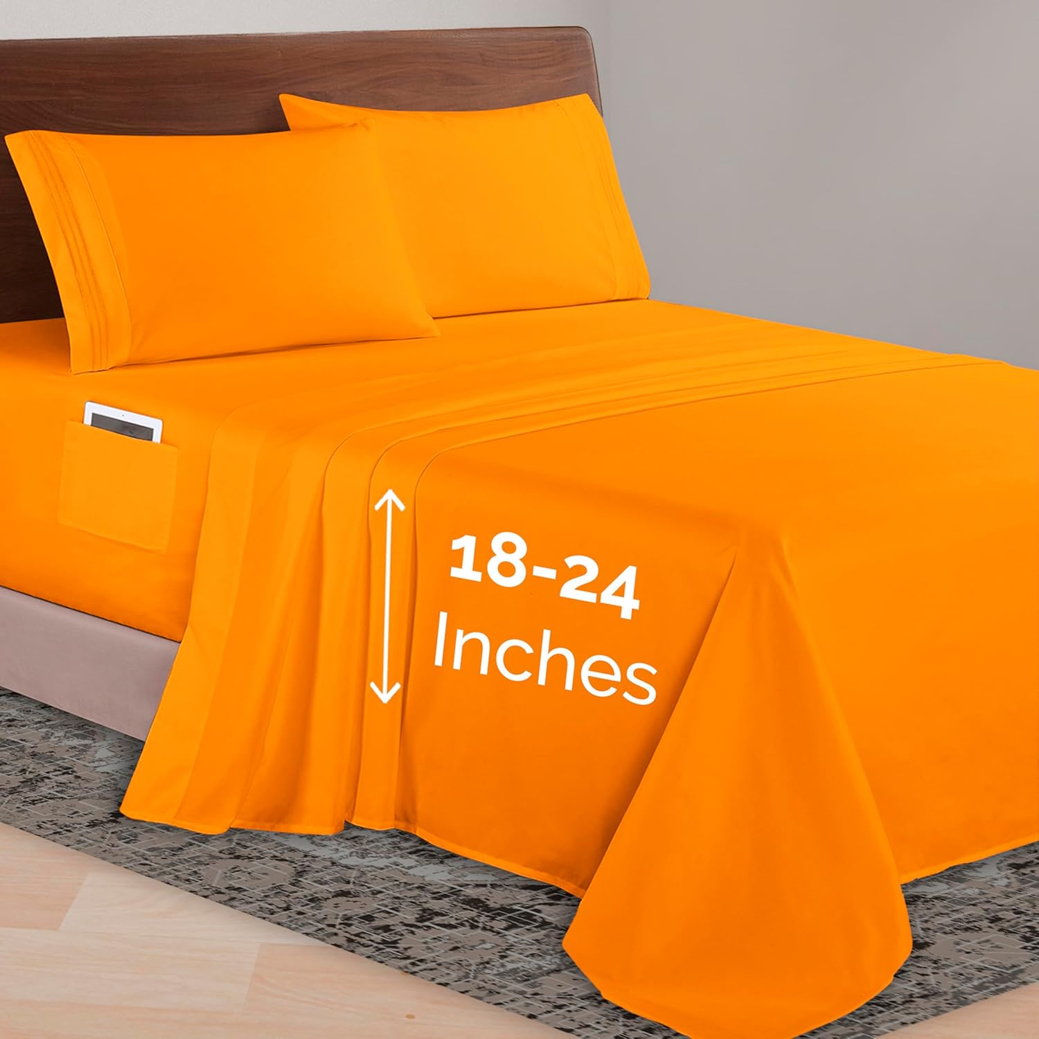 Elegant Comfort Luxurious 1500 Premium Hotel Quality Microfiber Three Line Embroidered Softest 4-Piece Bed Sheet Set, Wrinkle and Fade Resistant