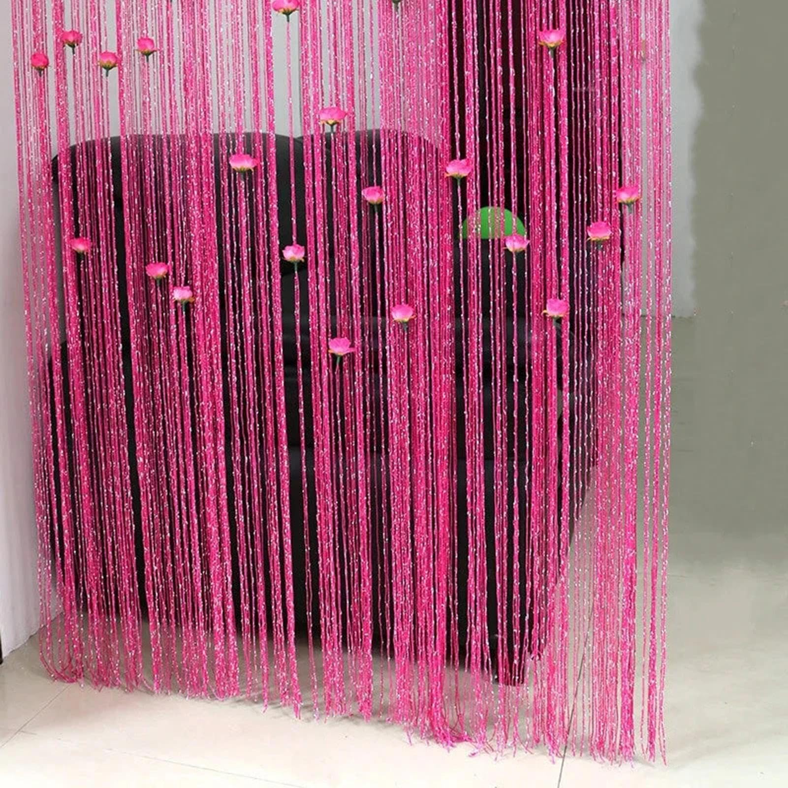 New Beaded String Curtain with Roses - 100 x 200cm Fly Screens for Doors, Tassel Fringe