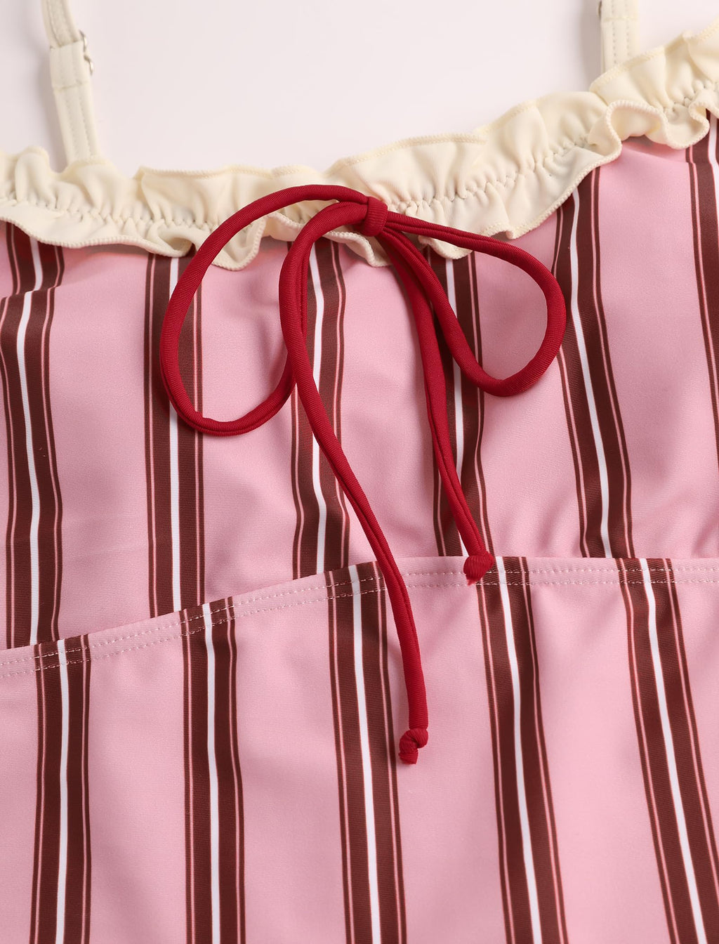 Tankini Swimsuits for Women Tie Front Tummy Control Spliced Ruffles Bikini Sets Two Piece Bathing Suits