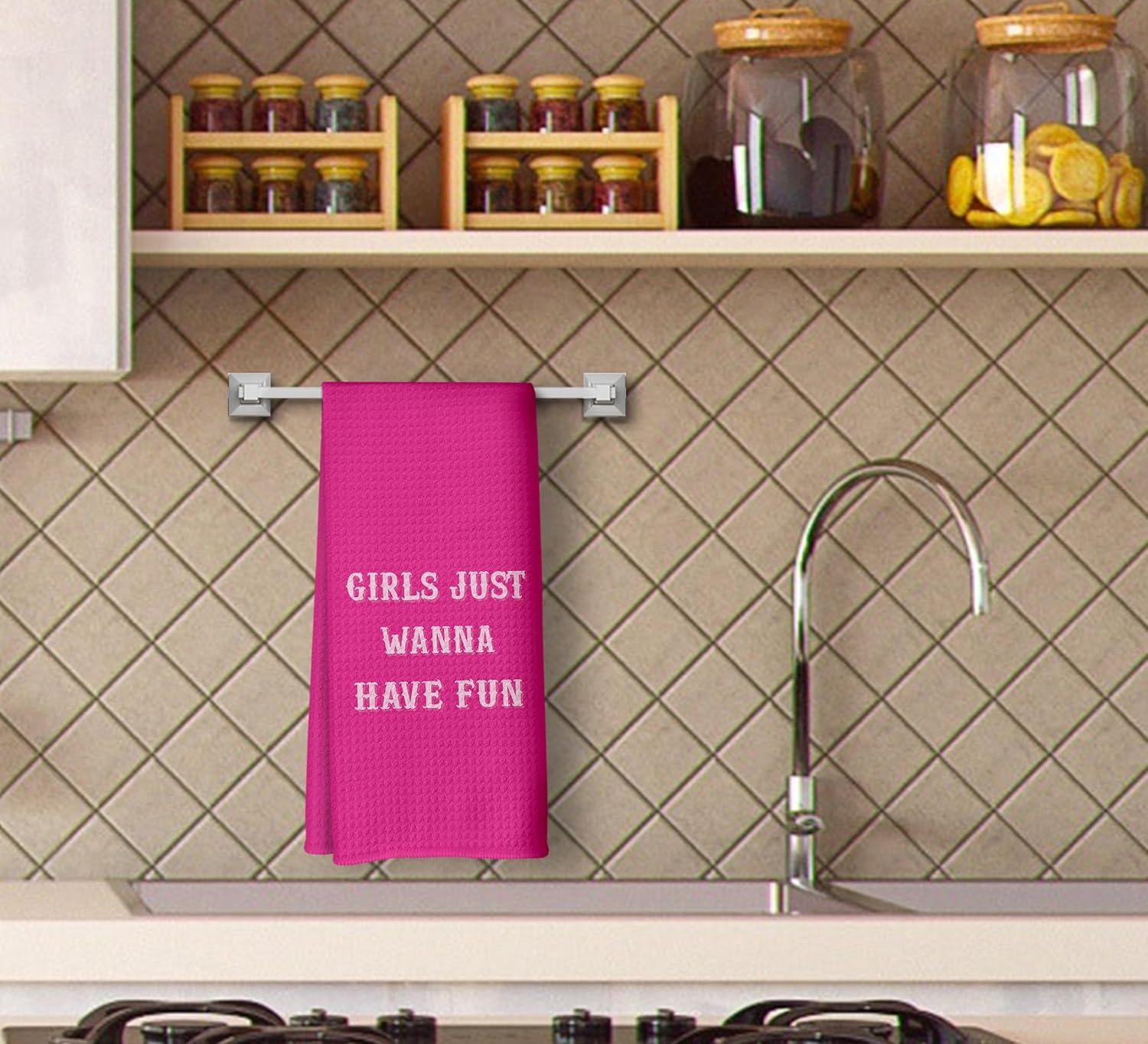 Pink Girls Just Wanna Have Fun Hand Towels