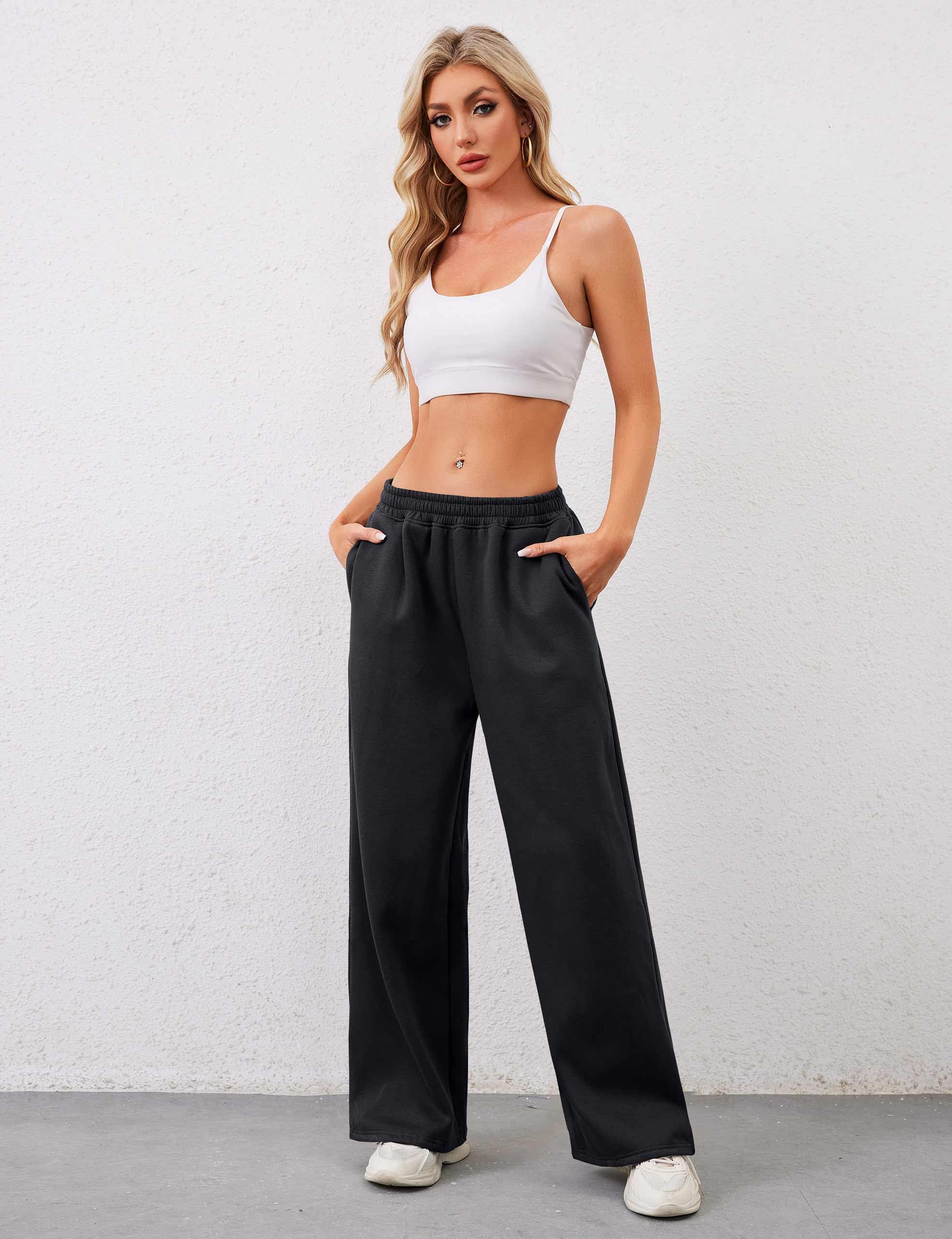 Women's Wide-Leg Sweatpants â€?Straight Leg, Graphic Bow Print, Elastic Waistband, Lounge Joggers with Pockets