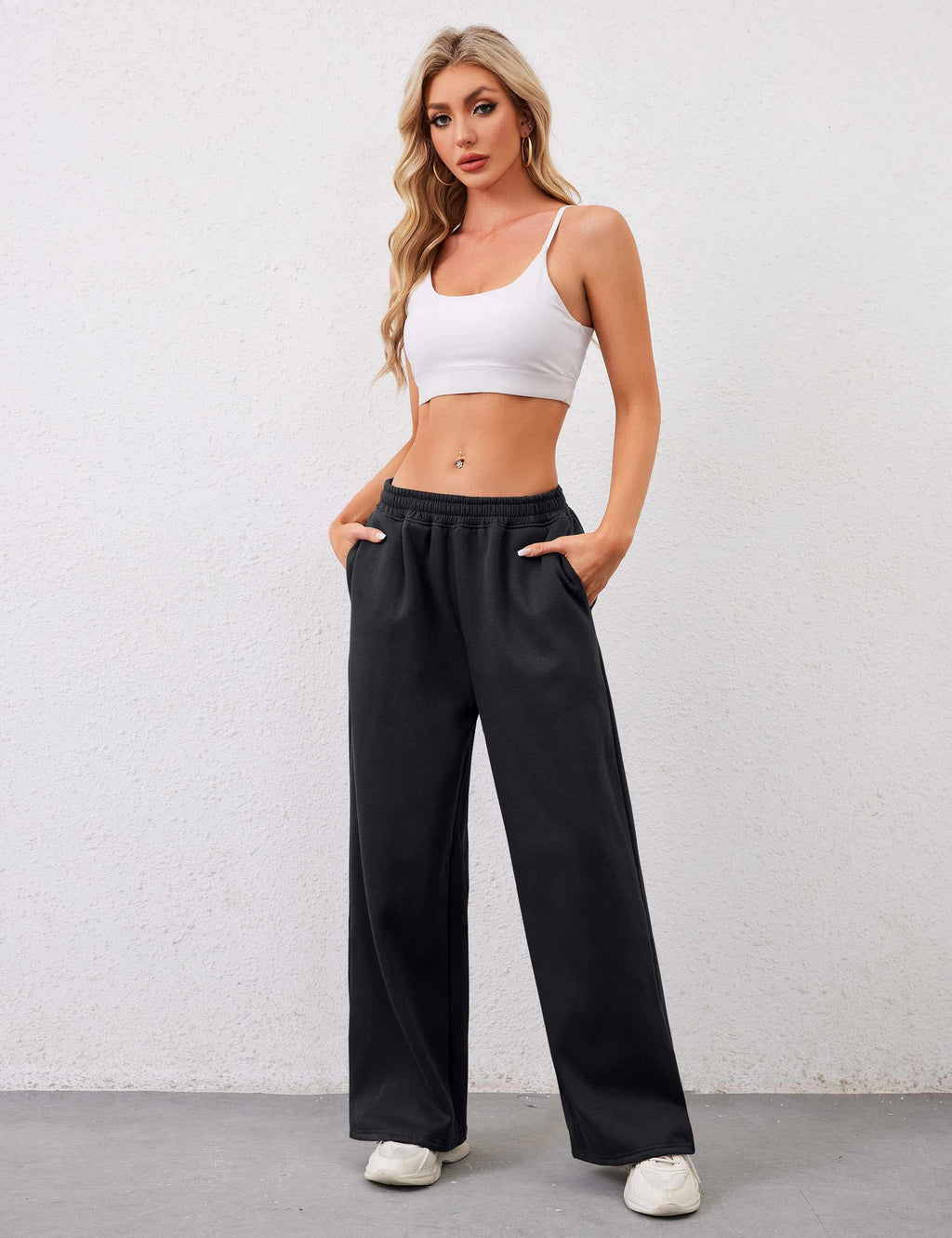 Women's Wide-Leg Sweatpants â€?Straight Leg, Graphic Bow Print, Elastic Waistband, Lounge Joggers with Pockets