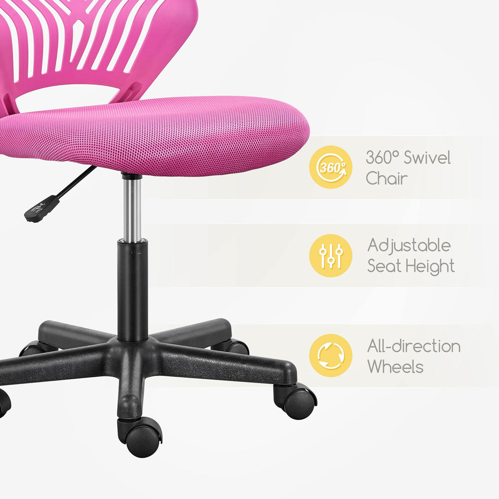 Cute Low-Back Armless Study w/Lumbar Support Adjustable Swivel Chair