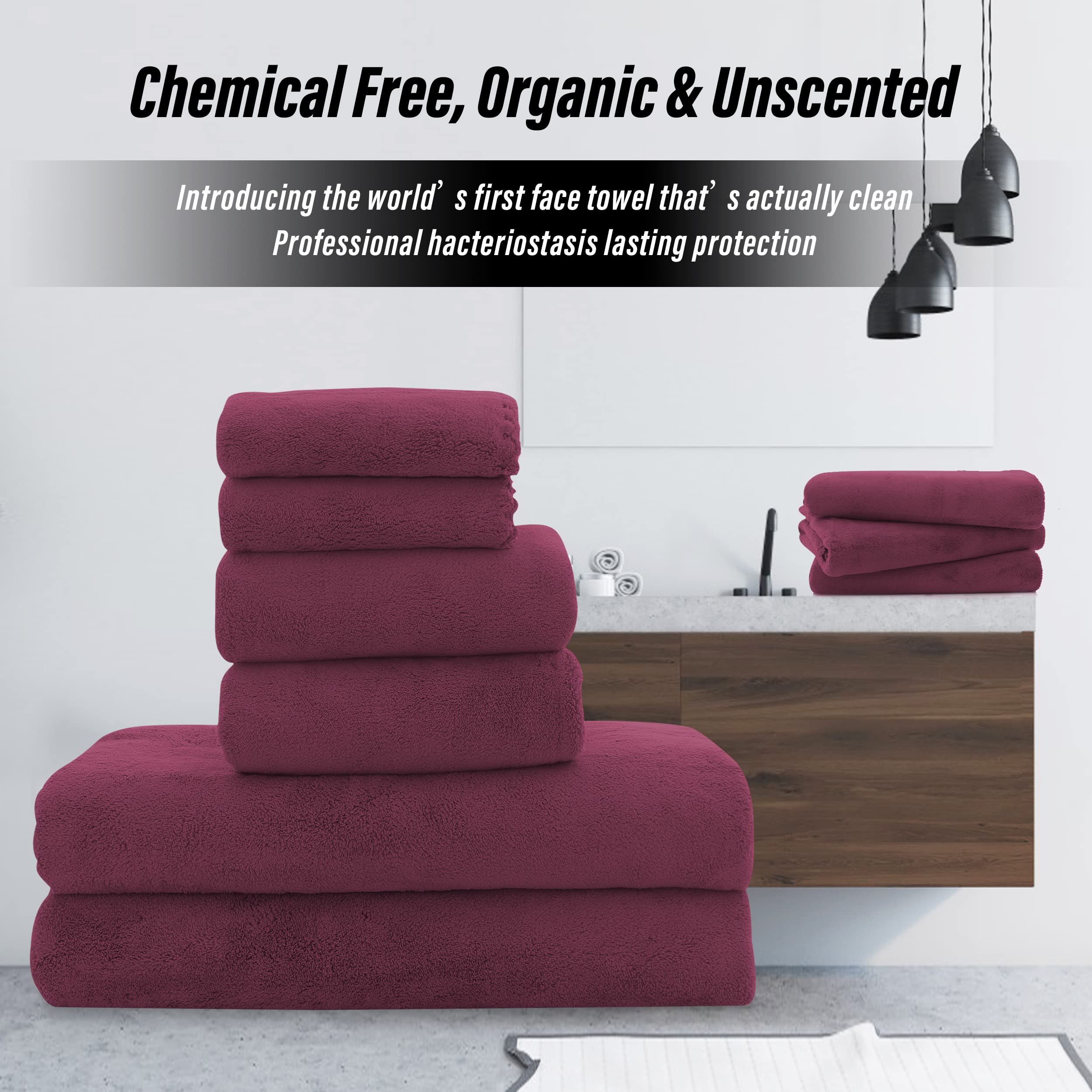 Ultra Soft Towel Set - Quick Drying - 2 Bath Towels 2 Hand Towels 2 Washcloths - Microfiber Coral Velvet Highly Absorbent Towel (6 Pcs)