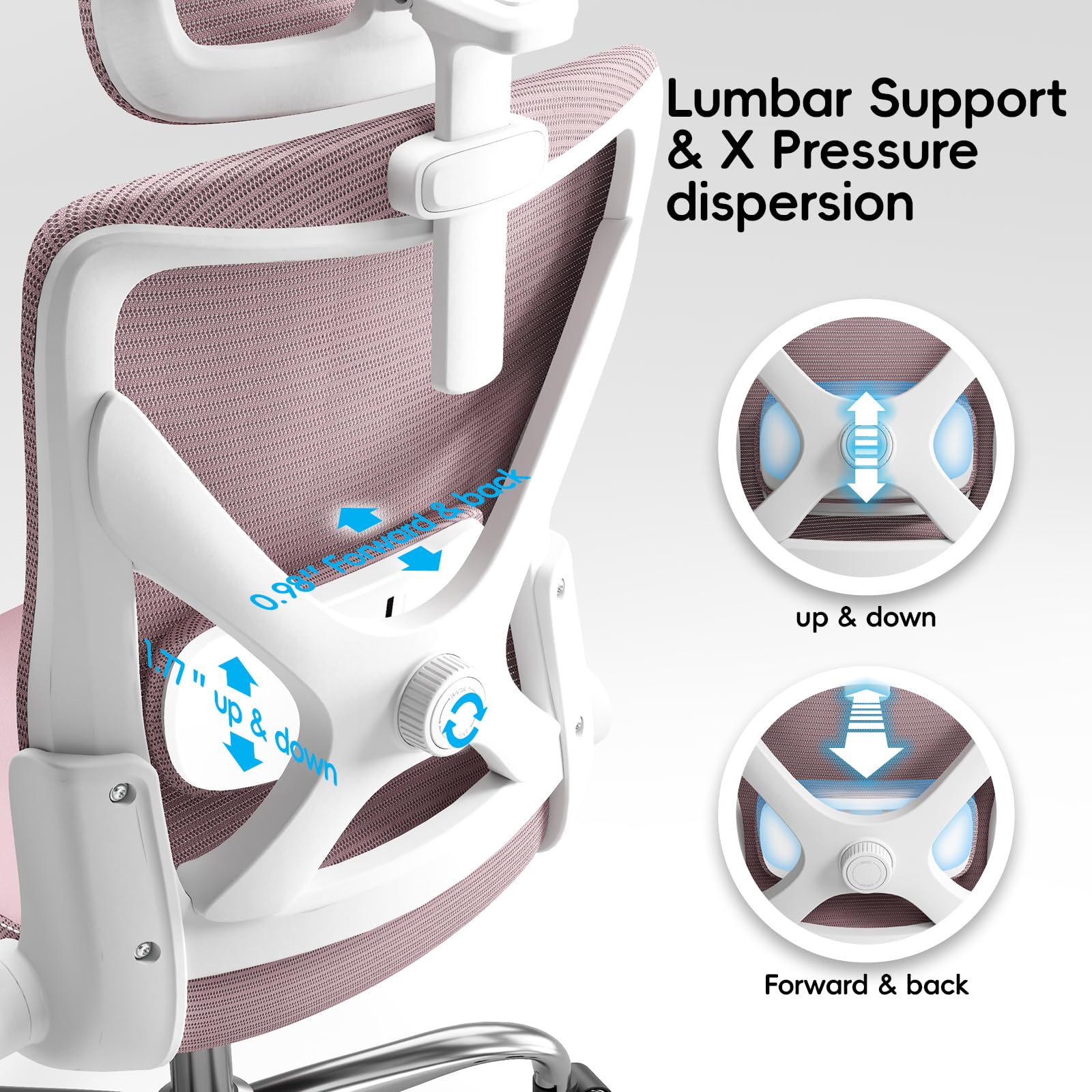 Ergonomic Desk Chair-Computer X-Shaped Chair Mesh PU Leather with Adjustable Lumbar Support-Executive Chair High Back with Headrest Flip-Up Arms for Long Hours