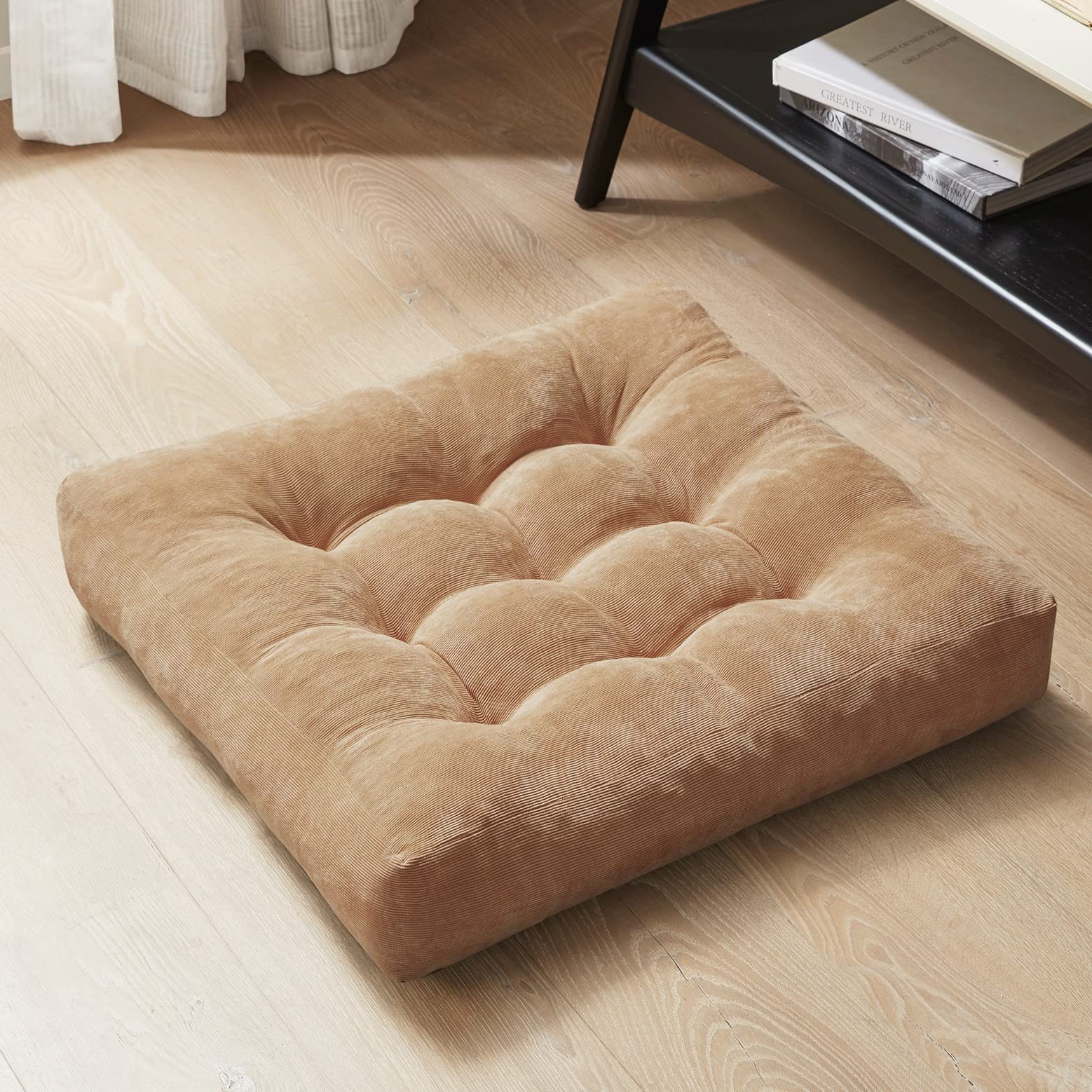 Square Large Pillows Seating Meditation Floor Pillow, Tufted Corduroy Cushion for Living Room