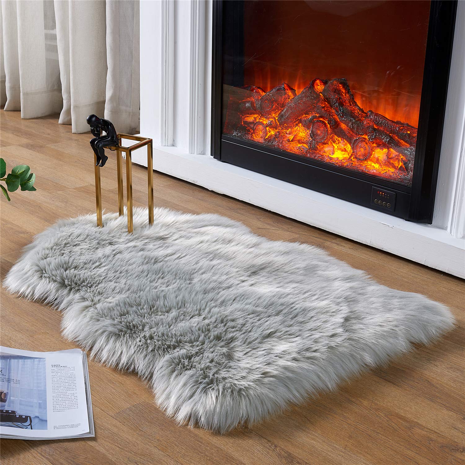 Ultra Soft Faux Fluffy/Fuzzy Shaggy Area Rug - Fur Chair Cover Seat Pad
