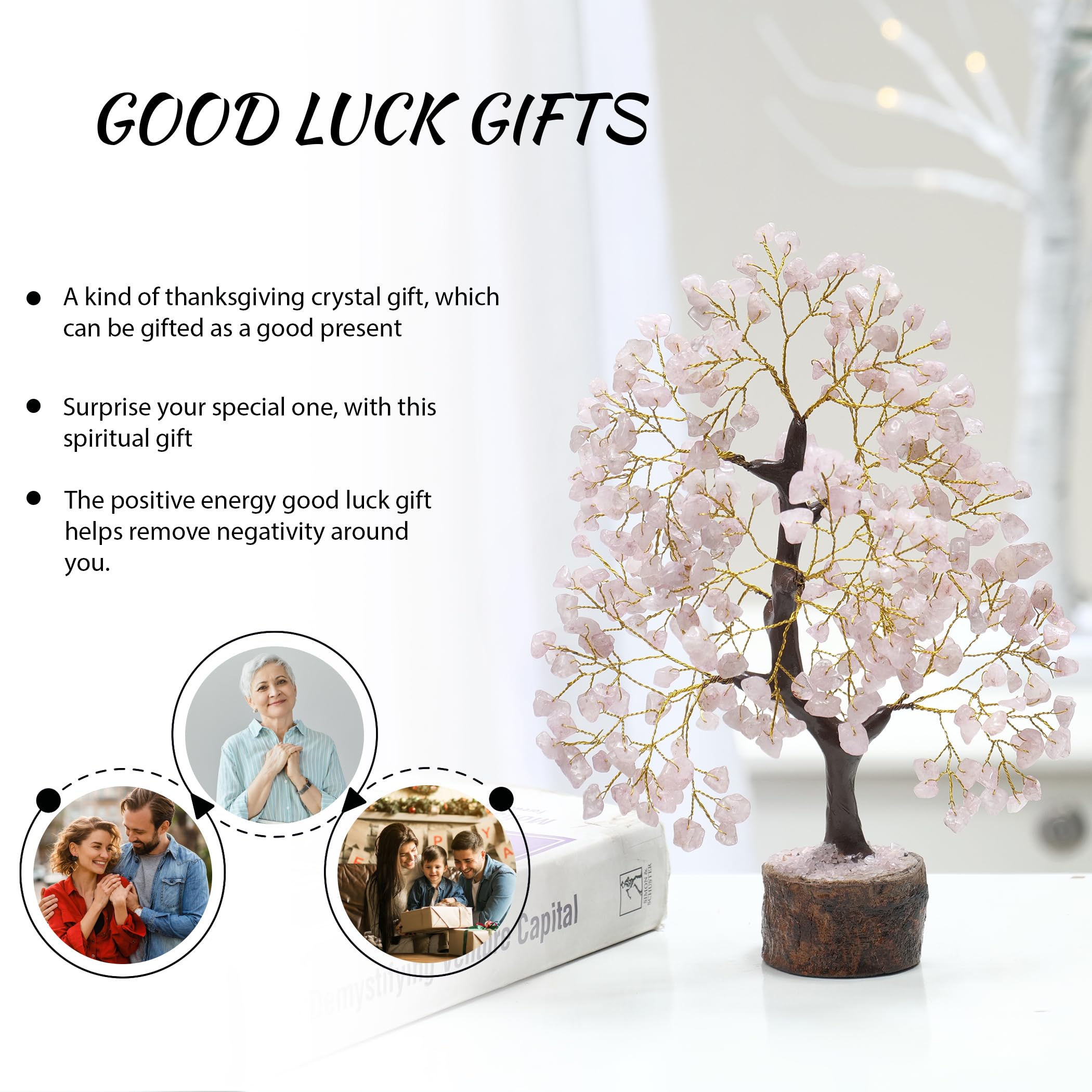 Rose Quartz Crystals Good Luck Money Tree