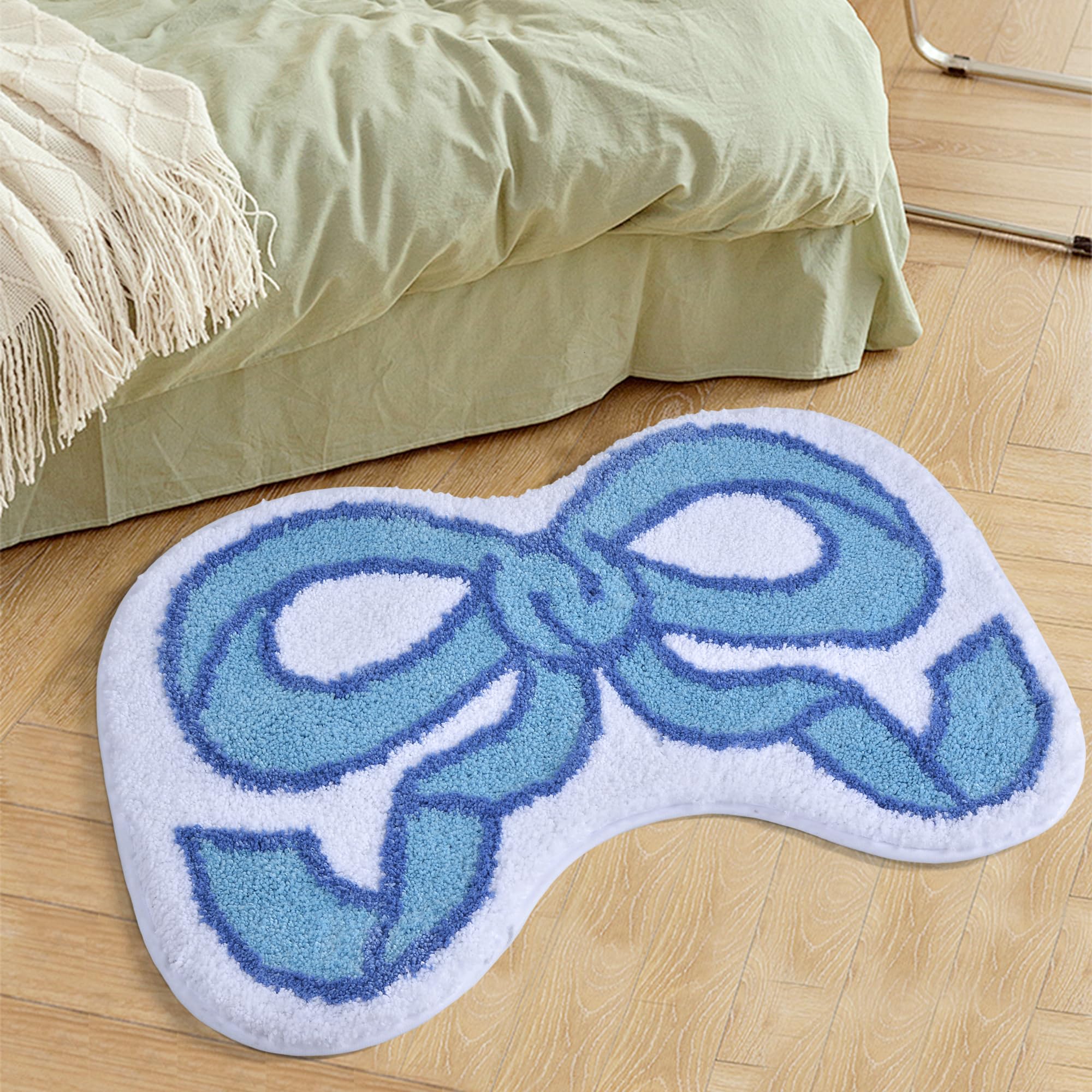 Coquette Bow Bath Mat Cute Bathroom Rugs Non Slip Absorbent Bath Rugs Bathroom Decor Machine Washable Floor Mats for Bathroom Tub Shower