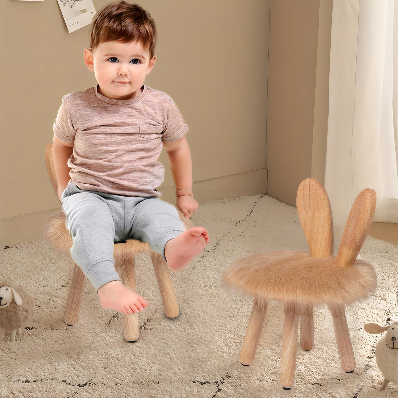 Wooden Toddler Chair Rabbit Stool