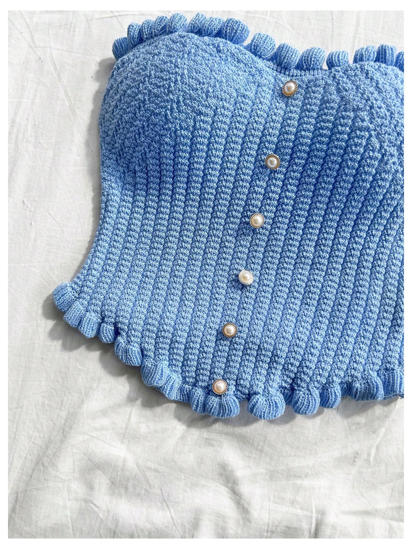 Women's Pearl Strapless Tops Summer Asymmetrical Tube Tops