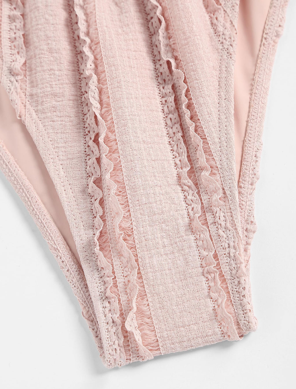 Tankini Swimsuits for Women Smocked Ruffles Tie Front Bowknot Textured High Cut Tanga Tankini Set