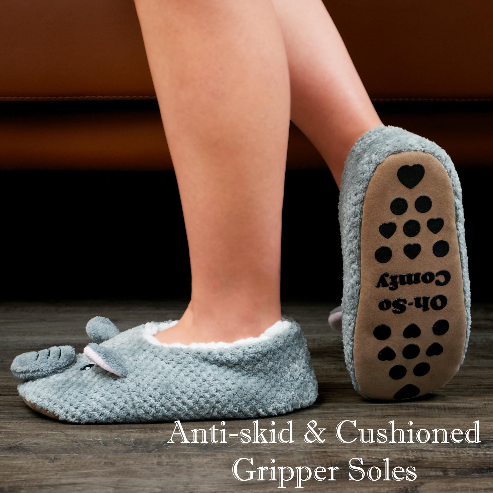 Cute Animal House Slippers - Fuzzy Warm Bedroom Slipper Socks Non-Slip Grippers