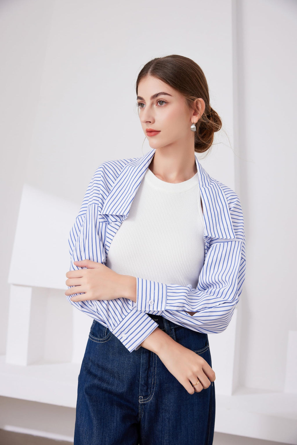 Fake Collar Long Sleeves Detachable Blouse False Collar Half Shirt Blouse Collar