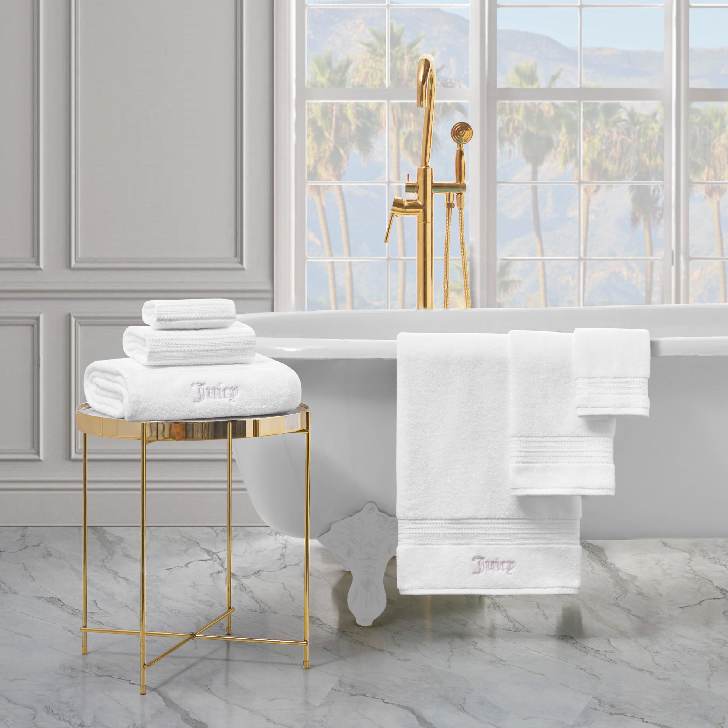 Juicy Couture Alyssa Luxurious 6 Piece Bath Towel Set - Premium Bathroom Towel Set