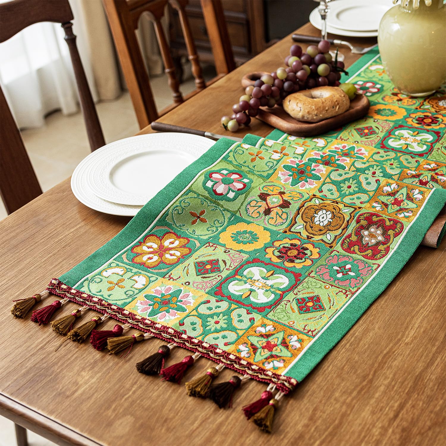 Retro-Luxury Tassels Table Runner Series for Kitchen Dining Table