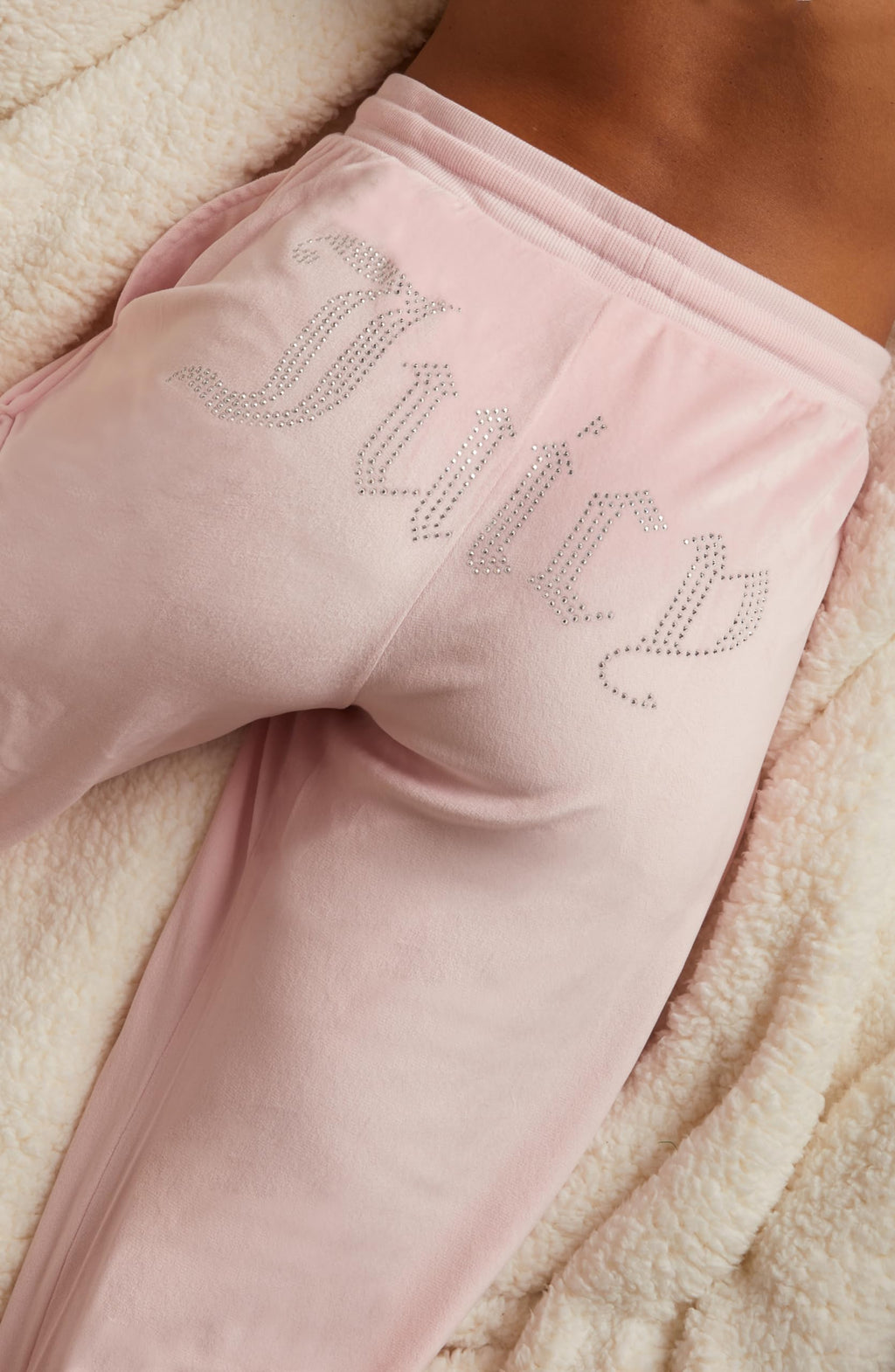 Juicy Couture Women's Velvet Fleece Lounge Pajama Pants with Rhinestone Accents