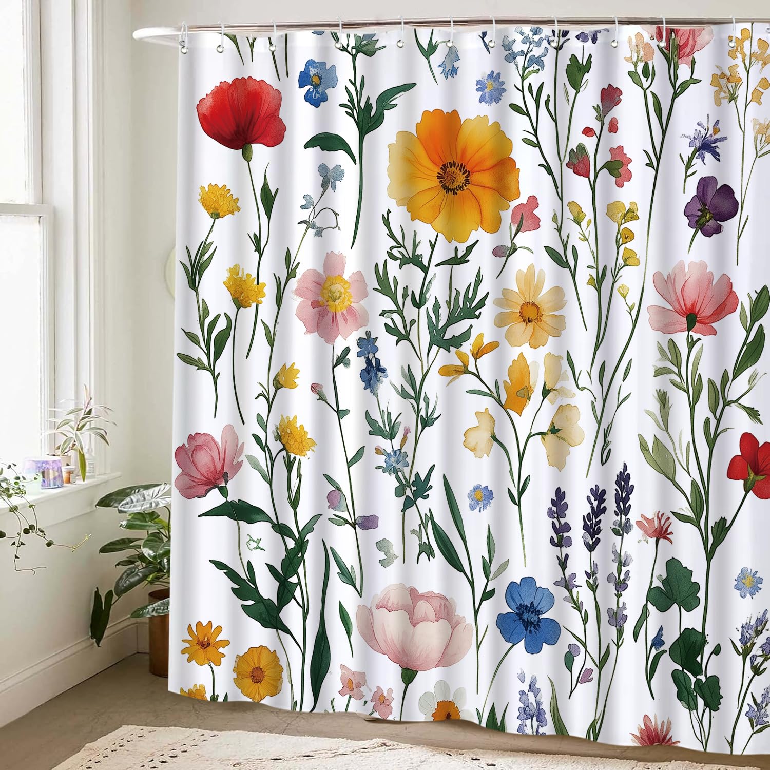 Cute Shower Curtain for Bathroom Modern Aesthetic Funky Decorative, Pretty Chic Cloth Set with Hooks, 72x72 Inch