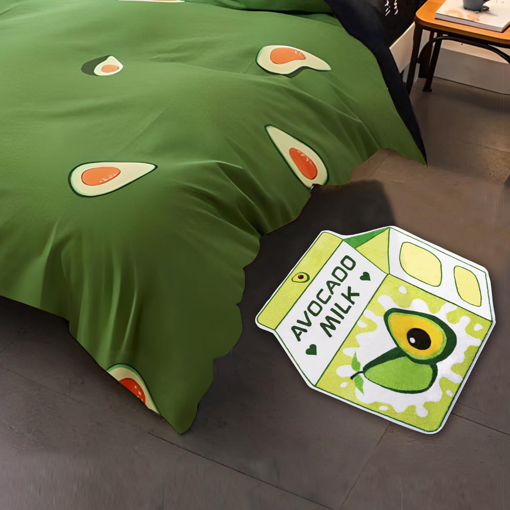 Cute Fruit Milk Rug Non-Slip Soft Washable Funny Irregular Shaped Bath Mat for Bathroom, Bedroom Living Room, 25.6"x27.5"