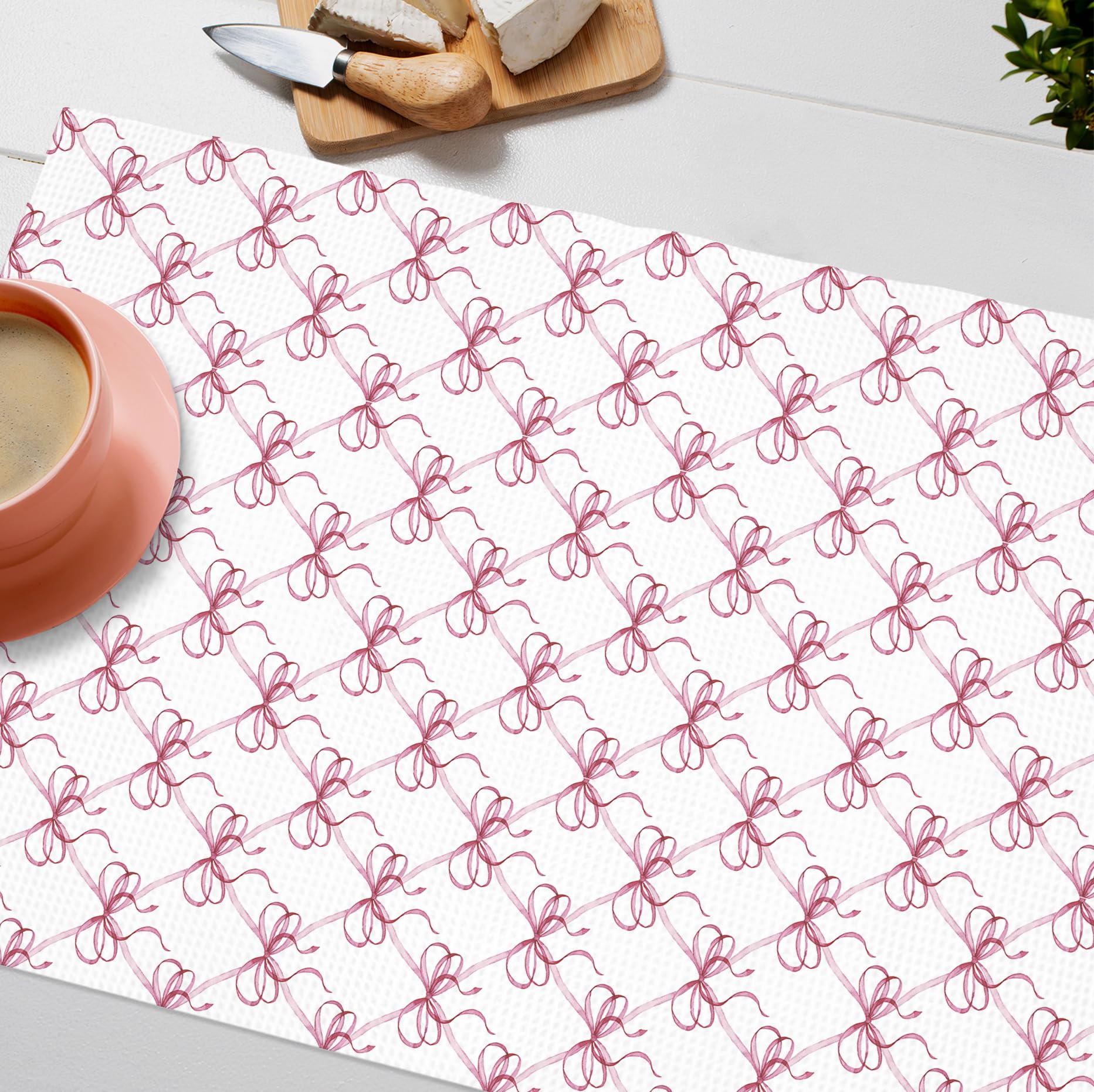 Girly Pink Bow Coquette Preppy Towel, 16x24 Inch