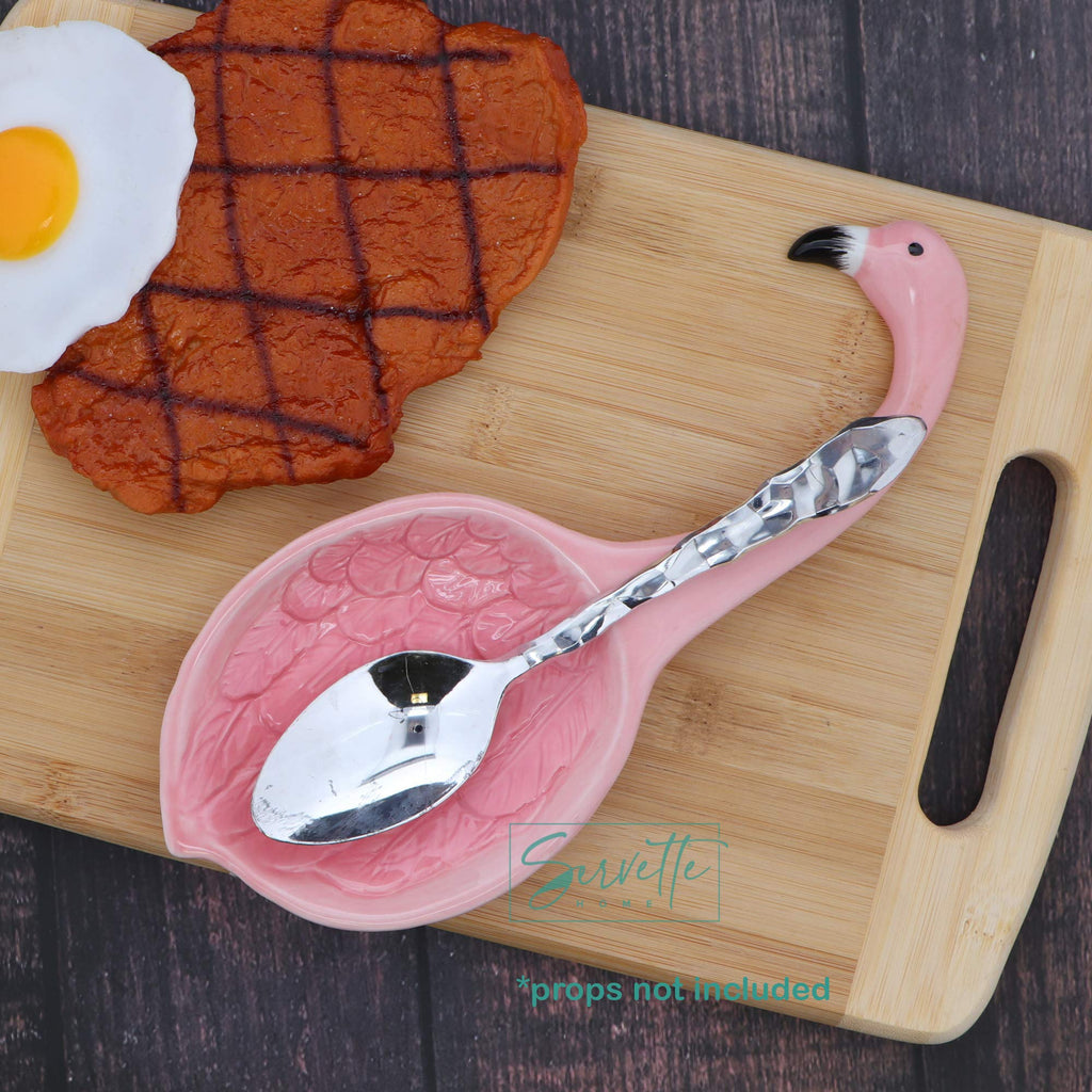 Pink Flamingo Spoon Rests for Kitchen - Set of 2