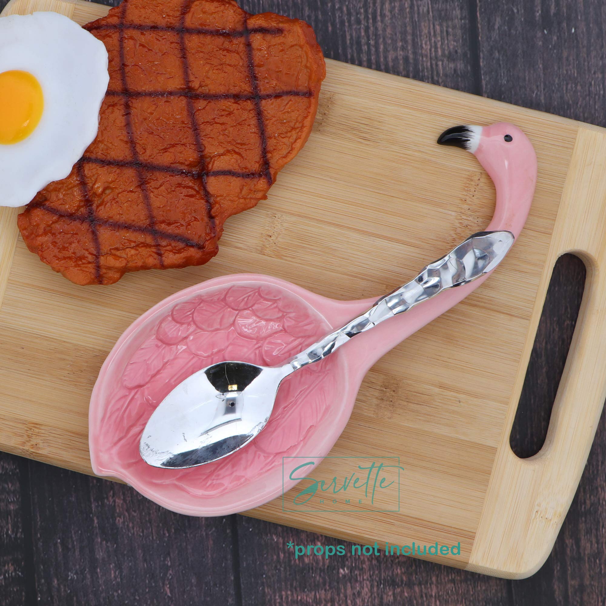 Pink Flamingo Spoon Rests for Kitchen - Set of 2