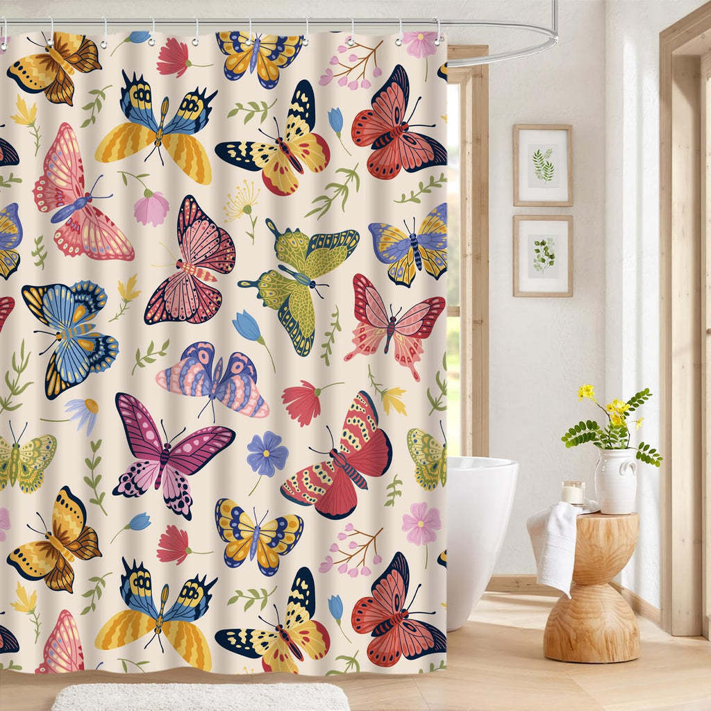 Cute Shower Curtain for Bathroom Modern Aesthetic Funky Decorative, Pretty Chic Cloth Set with Hooks, 72x72 Inch