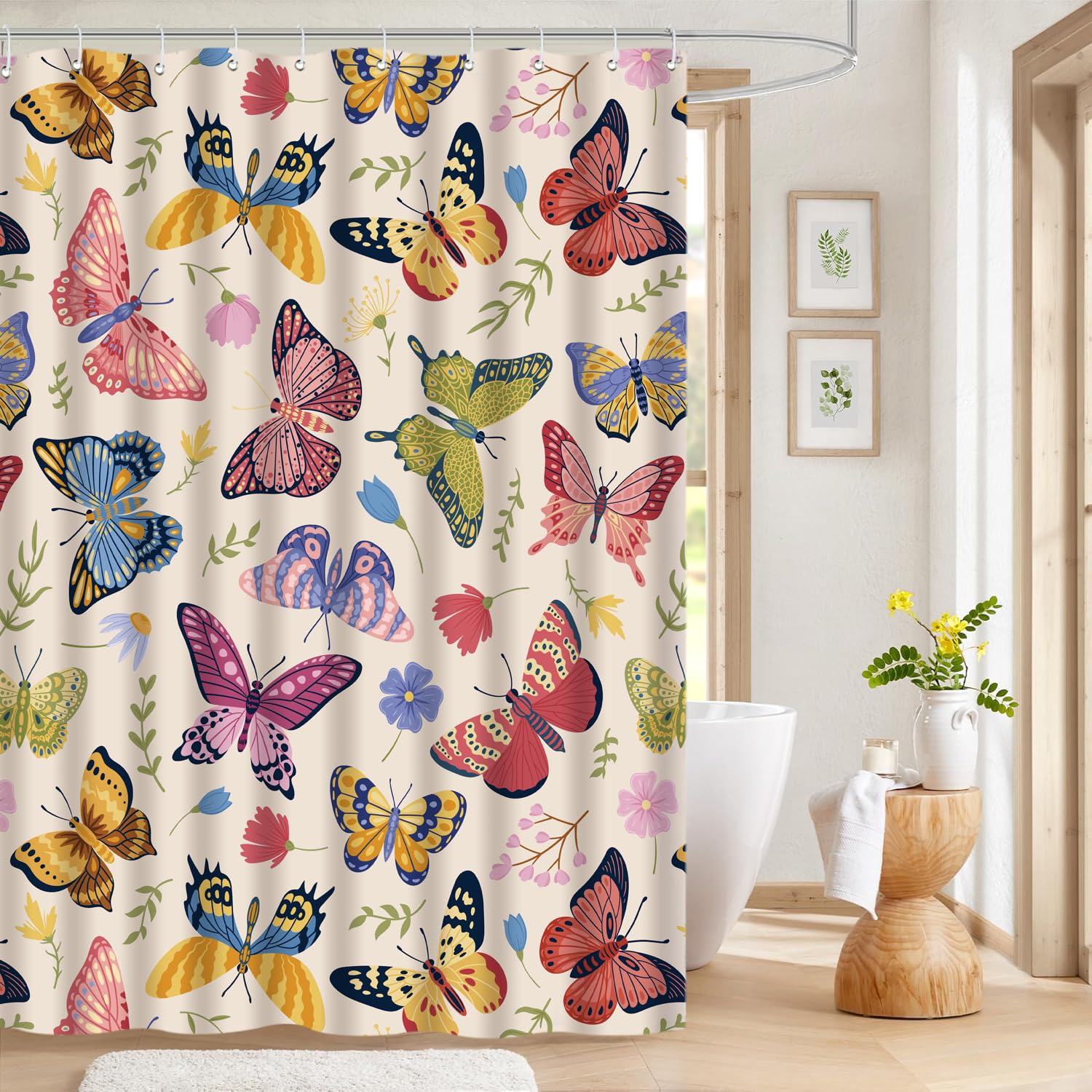 Cute Shower Curtain for Bathroom Modern Aesthetic Funky Decorative, Pretty Chic Cloth Set with Hooks, 72x72 Inch