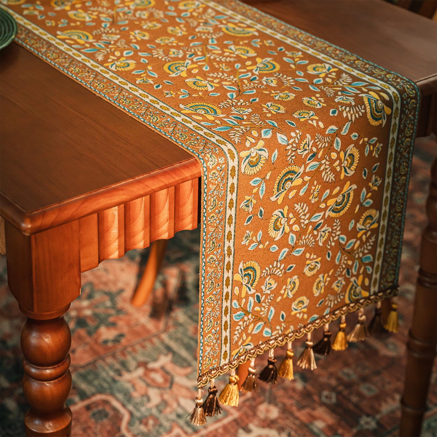 Retro-Luxury Tassels Table Runner Series for Kitchen Dining Table