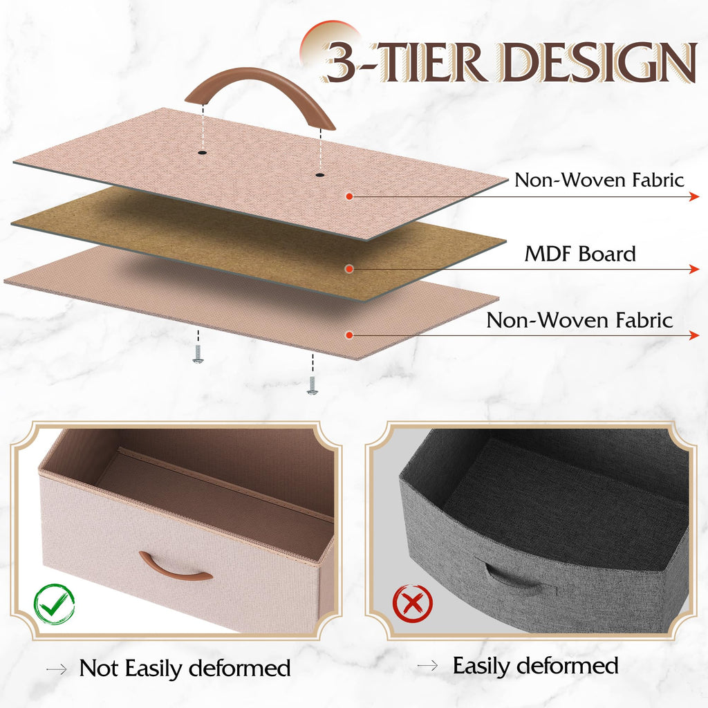 Drawer Fabric 9 Dresser â€?Tall Storage Tower with Bins, Steel Frame, and Wood Top