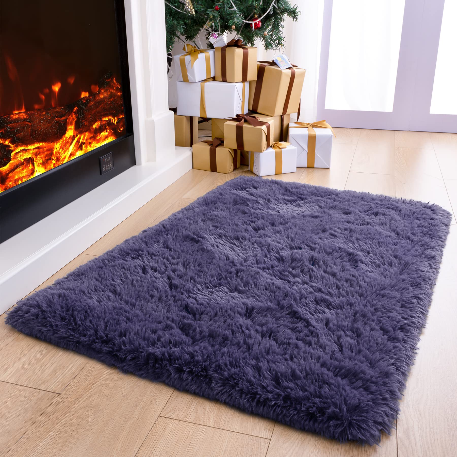 Fluffy Area Rugs Shag Throw Floor Carpet, Soft Shaggy Bedside Non-Slip Plush Rug Home Decor Aesthetic