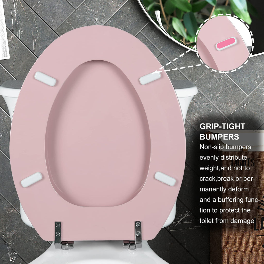Round Toilet Seat Natural Wood Toilet Seat with Zinc Alloy Hinges, Easy to Install also Easy to Clean, Scratch Resistant