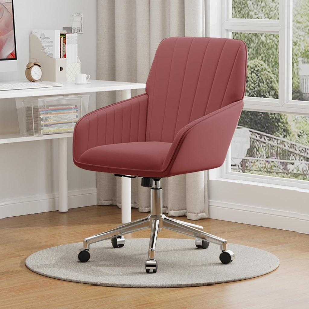 Velvet Modern Cute Chair with Back, Height Adjustable Upholstered Vanity Chair with Swivel Wheels