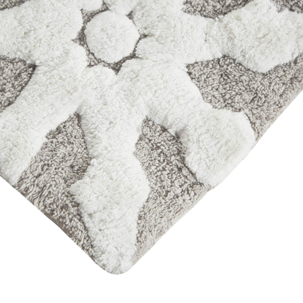 Medallion Floral Pattern Bath Mat 100% Cotton Tufted Bathroom Rugs Luxurious Plush Absorbent, Quick Dry