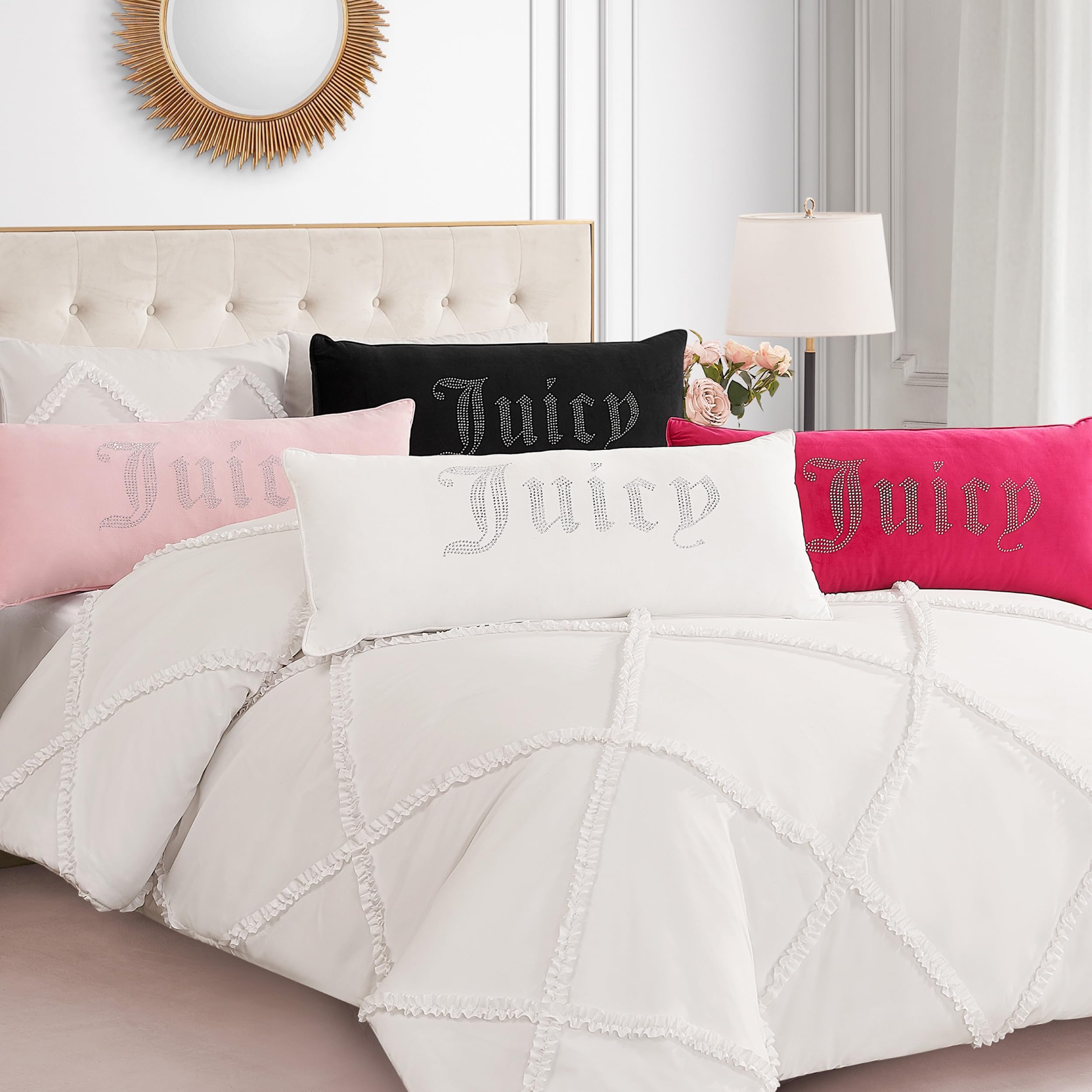 Juicy Couture Rectangle 1-Piece Living Room and Bedroom Décor, Decorative Accent, Premium Reversible Throw Pillow