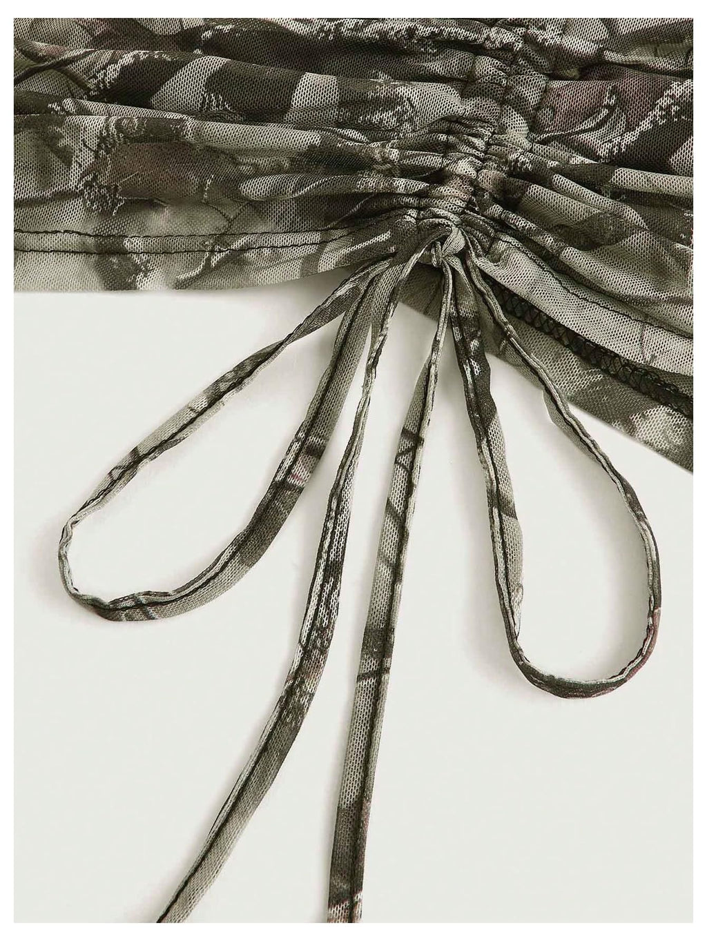 Women's Rhinestone Y2k Ruched Camo Bow Top Coquette Lace Tube Tops Cute Bandeau