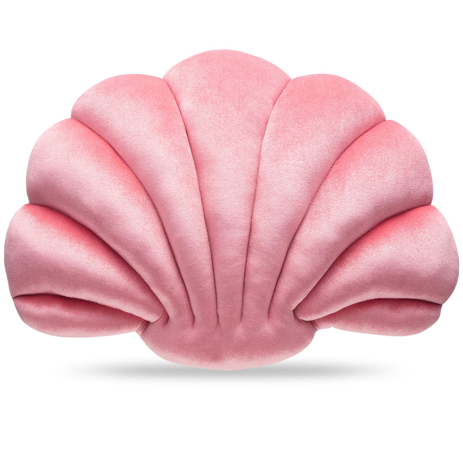 Pink Seashell Decorative Pillow â€?Soft Clam-Shaped Cushion for Sofa, Bed, or Living Room