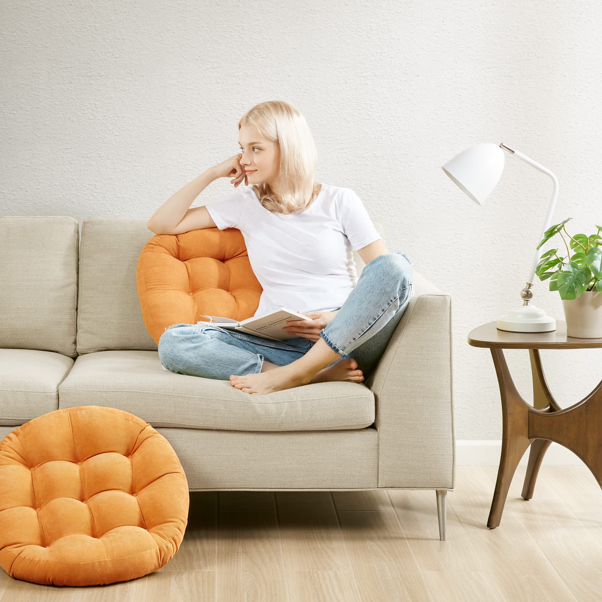 Square Large Pillows Seating Meditation Floor Pillow, Tufted Corduroy Cushion for Living Room