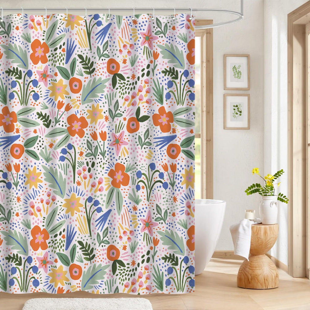 Cute Shower Curtain for Bathroom Modern Aesthetic Funky Decorative, Pretty Chic Cloth Set with Hooks, 72x72 Inch