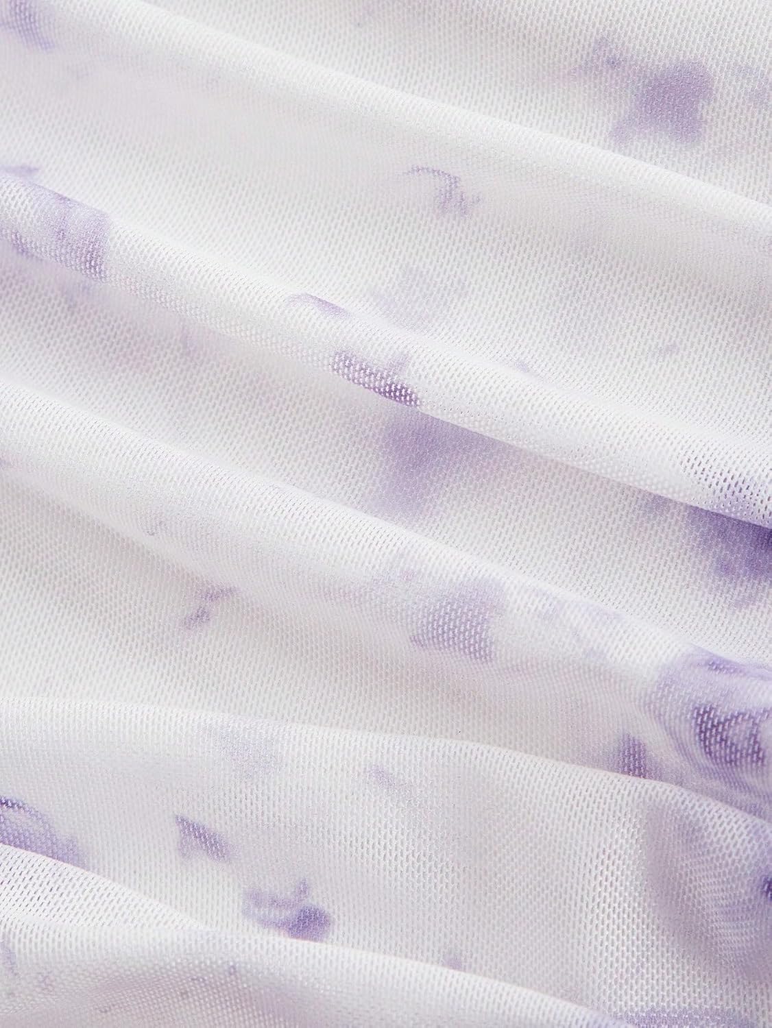 Women's Bow Tie Shoulder Crop Tops Mesh Floral Boho Top Ruched Cami Tops