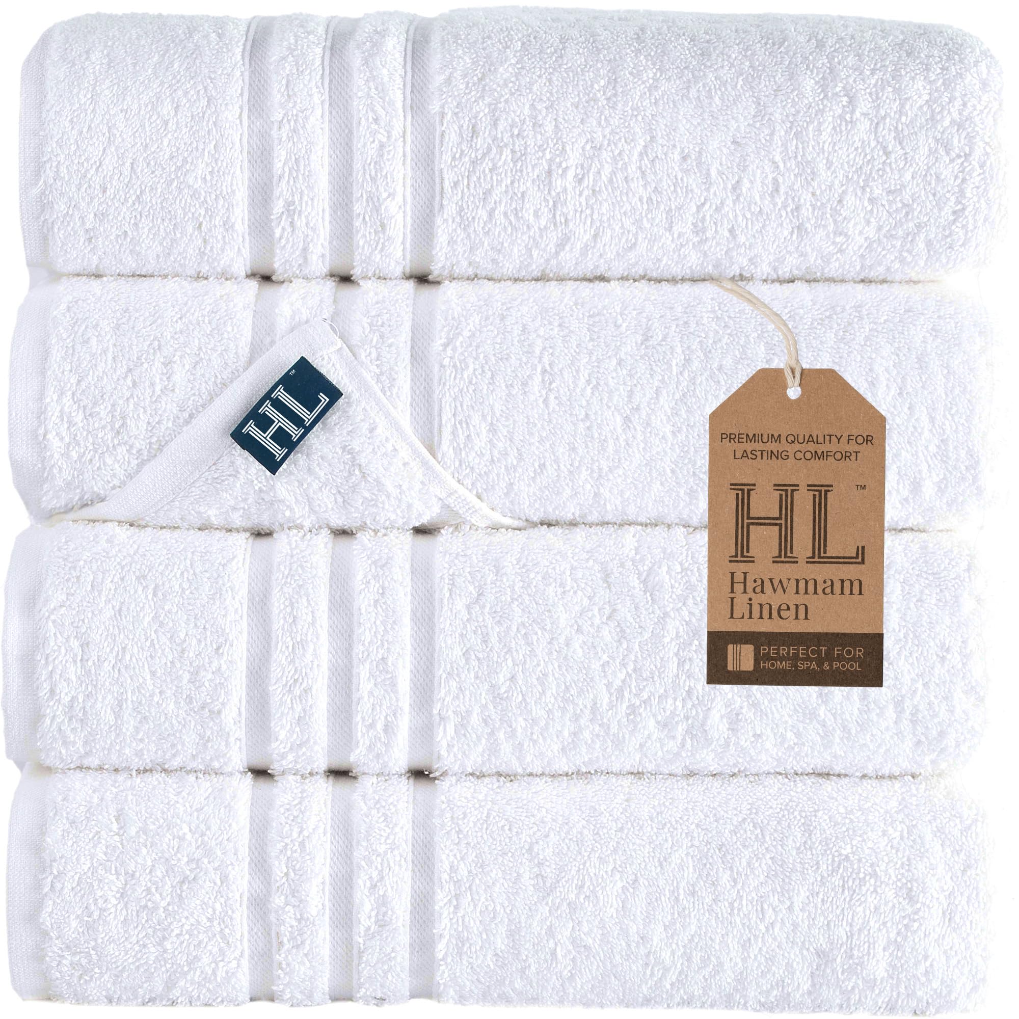 Linen Bath Towels Set for Bathroom Original Turkish Cotton Soft, Absorbent and Premium 2 Bath Towels, 2 Hand Towels, 2 Washcloths