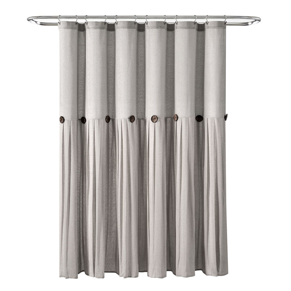 Lush Decor Linen Button Shower Curtain, 72" W x 72" L, Fabric Shower Curtains