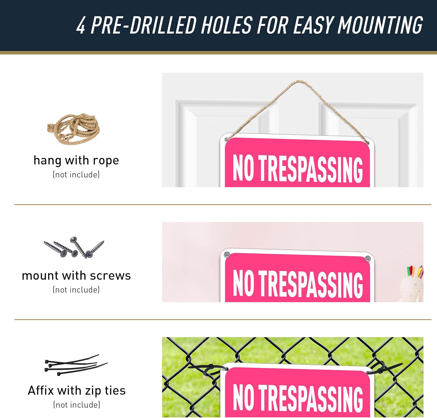 Girls Only Sign - No Trespassing Girls Only No Boys Allowed - Girls Rule Pink Wall/door Decor for Girls Cave/Room/Bedroom/Dorm - 8x12 in, Aluminum