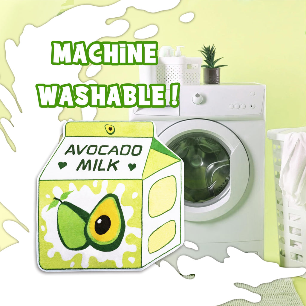 Cute Fruit Milk Rug Non-Slip Soft Washable Funny Irregular Shaped Bath Mat for Bathroom, Bedroom Living Room, 25.6"x27.5"